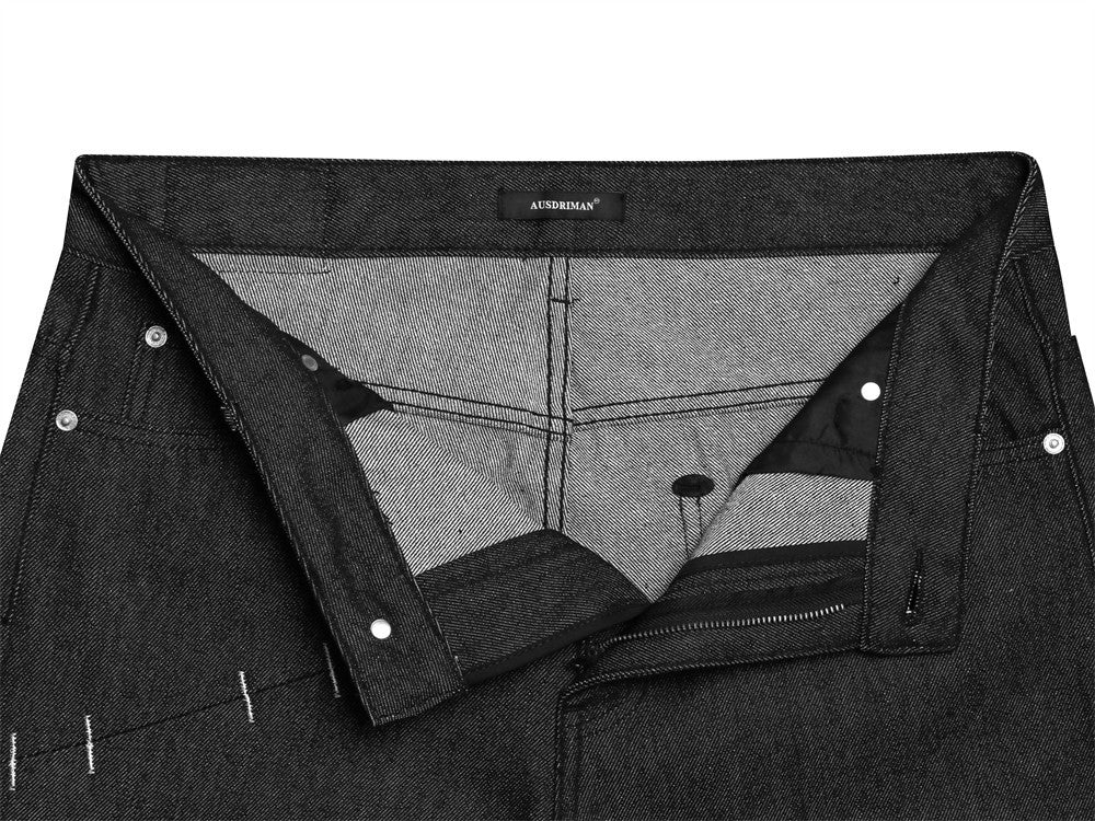 Jean ample à jambes larges en denim brut pour homme, design original 14