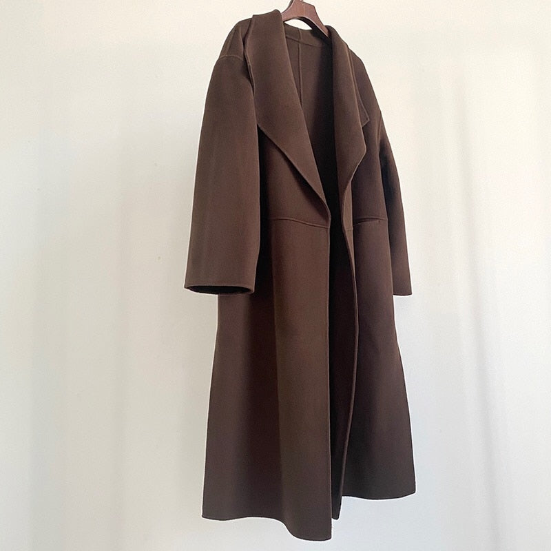 Manteau long laine cachemire col à revers femme – photo 16 – Frippin'Dealz