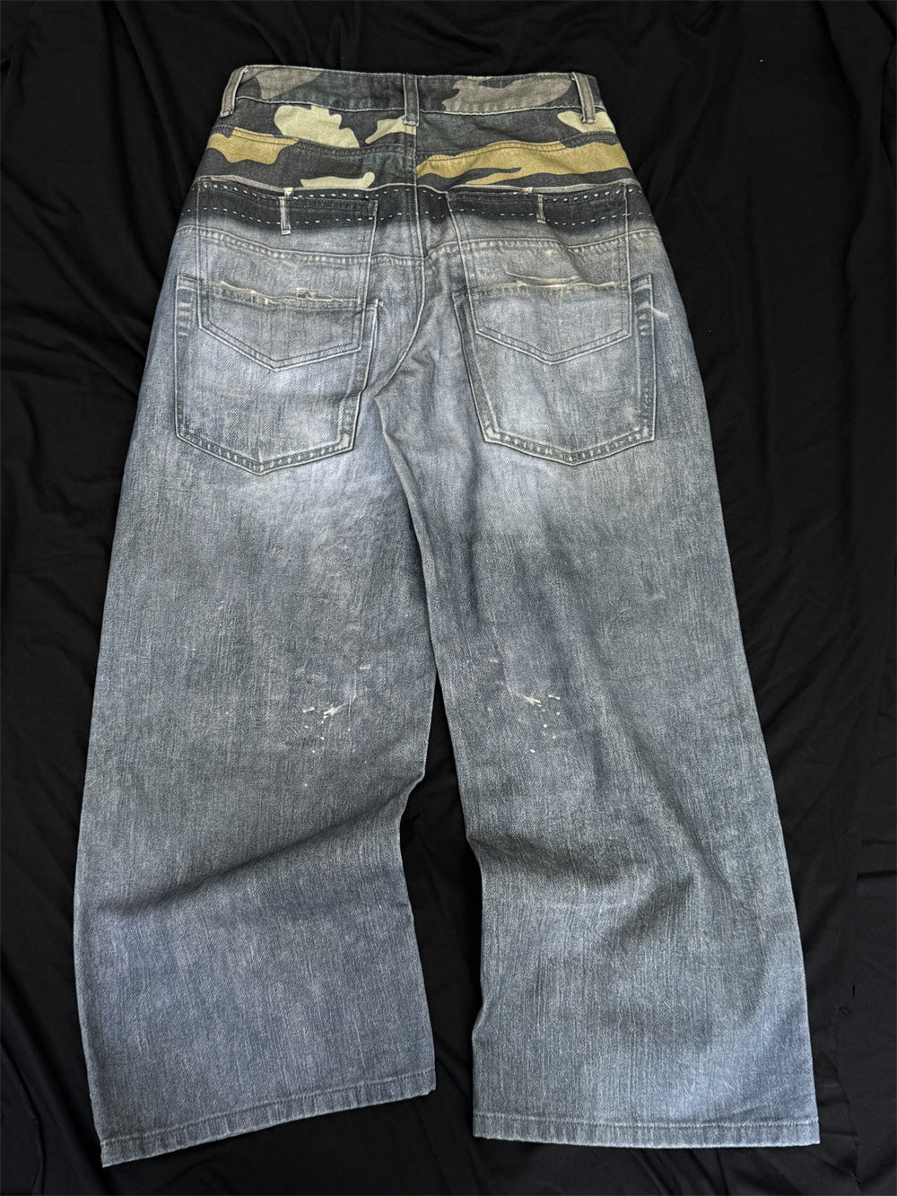 Jean large pour homme imprimé 3D effet usé, style Wasteland, denim déchiré streetwear 12