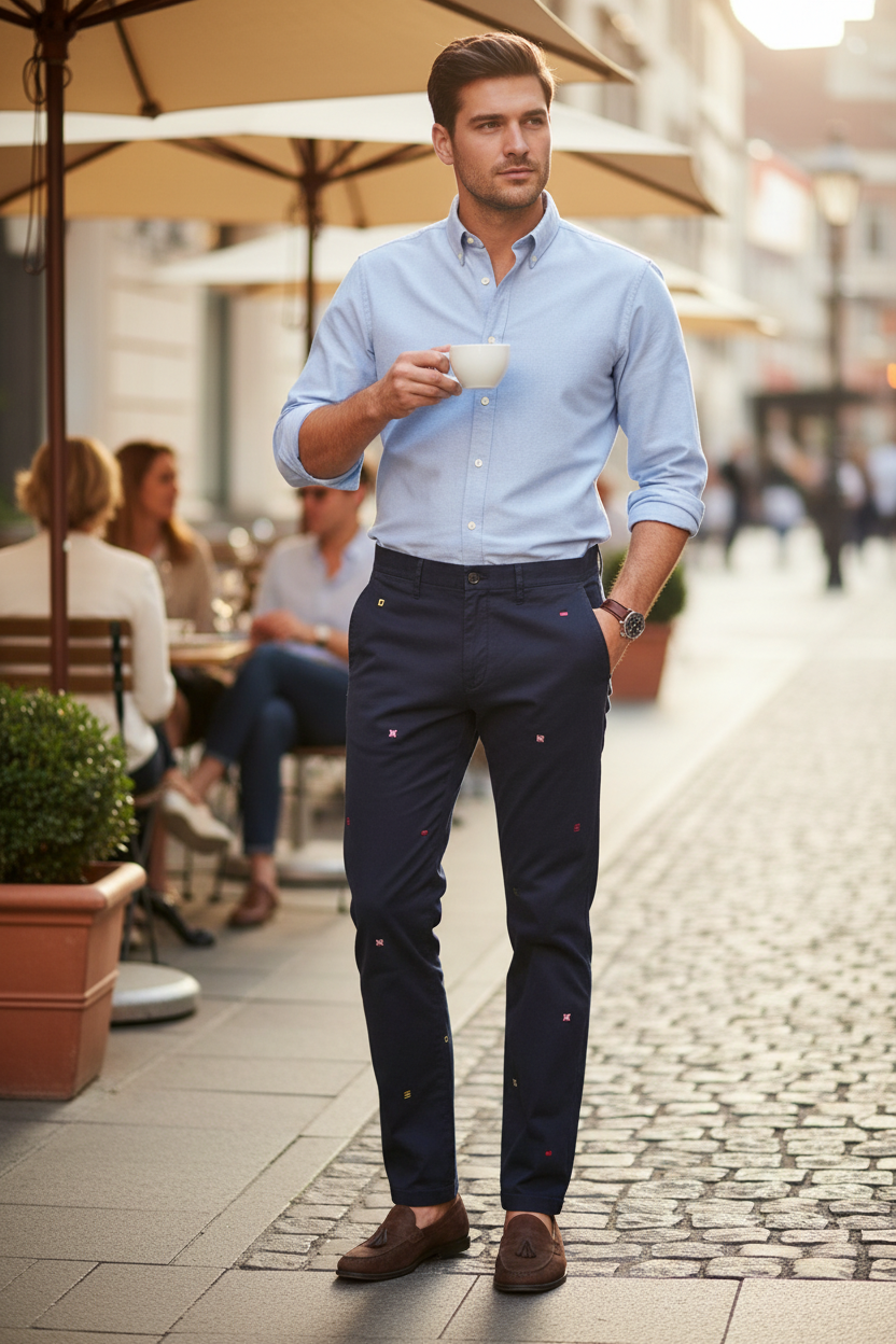 Chino Tommy Hilfiger bleu marine brodé Denton Fit 34 30 - Neuf avec étiquette