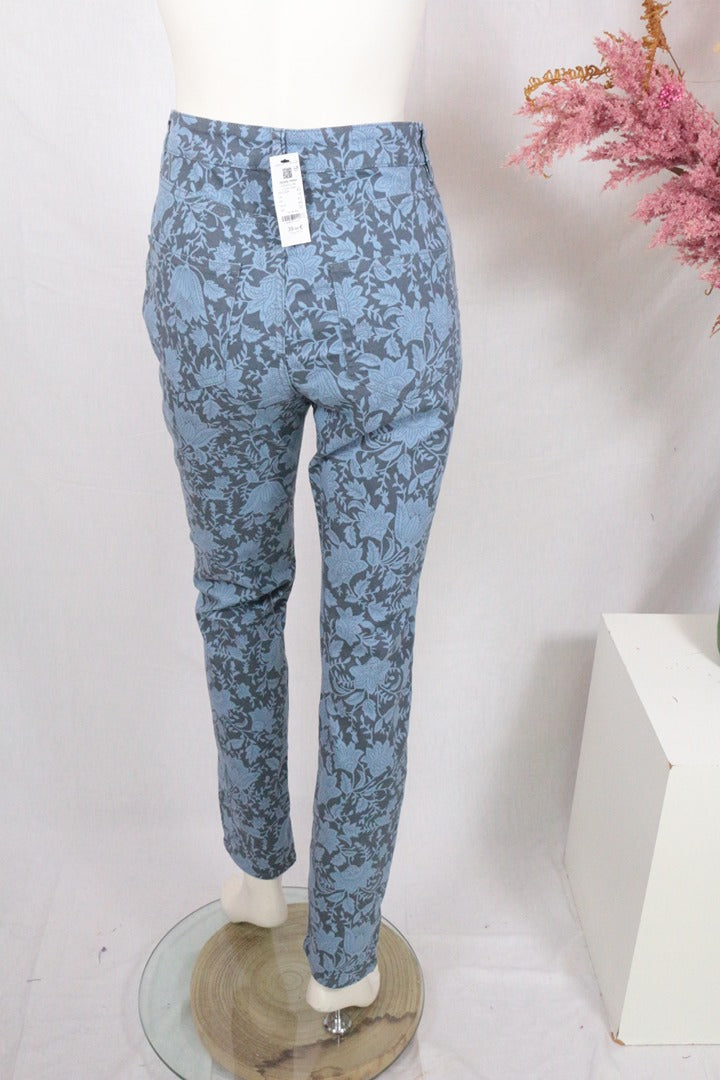Pantalon imprimé floral bleu et gris taille Fr 38 bohème chic 5