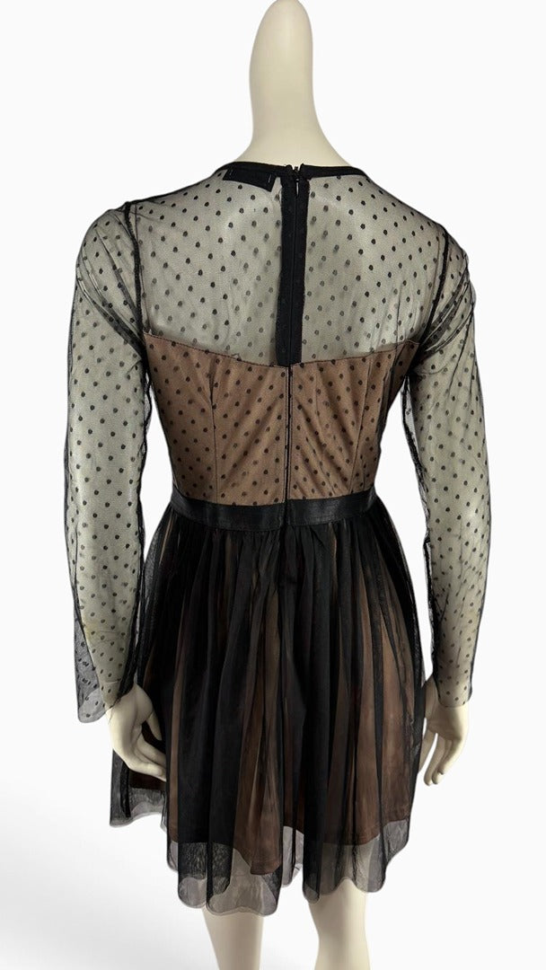 Robe patineuse Lily Mcbee noire et nude tulle dentelle L coquette 6