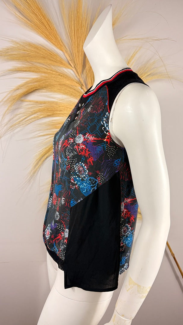 Caraco Huit Six Sept imprimé graphique noir rouge 36 coquette vintage 5