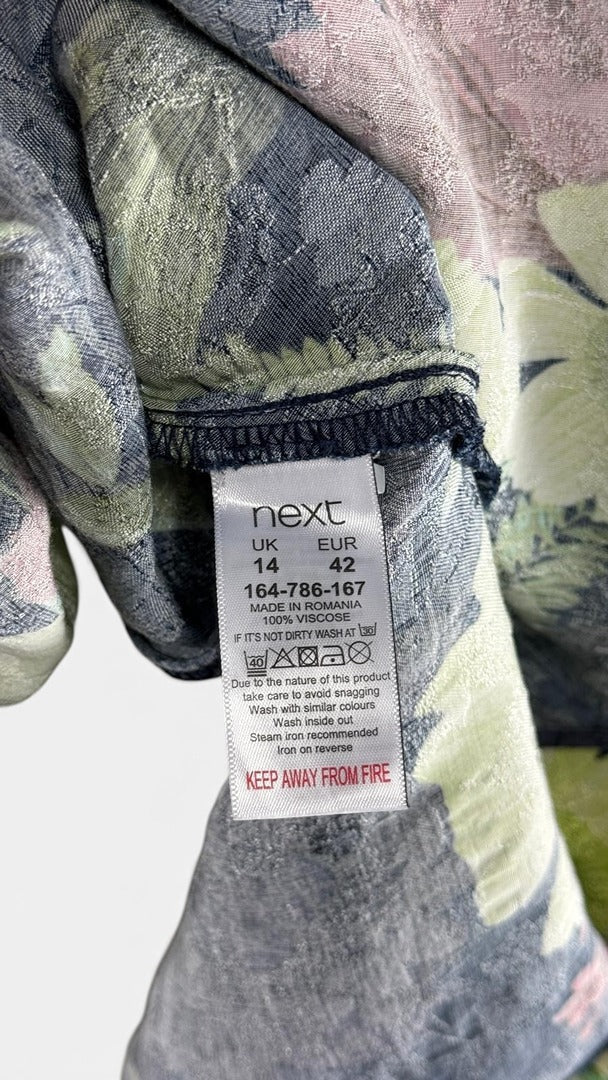 Robe courte Next bleu marine imprimé floral col ras du cou 42 12
