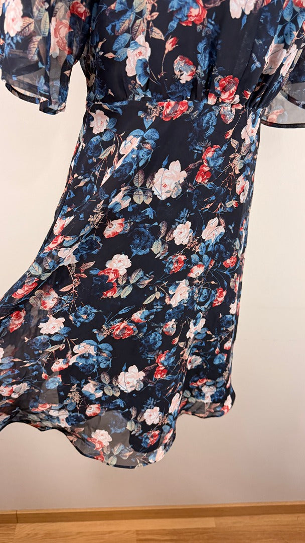 Robe fleurie bleu marine Cubus polyester 36 très bon état 4