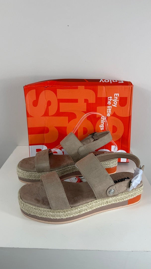 Sandales compensées Refresh aspect daim marron 39 3