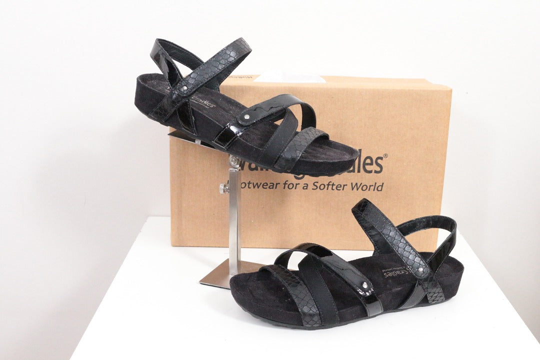 Sandales Walking Cradles Cuir Verni Noir Taille 34 Neuf 5