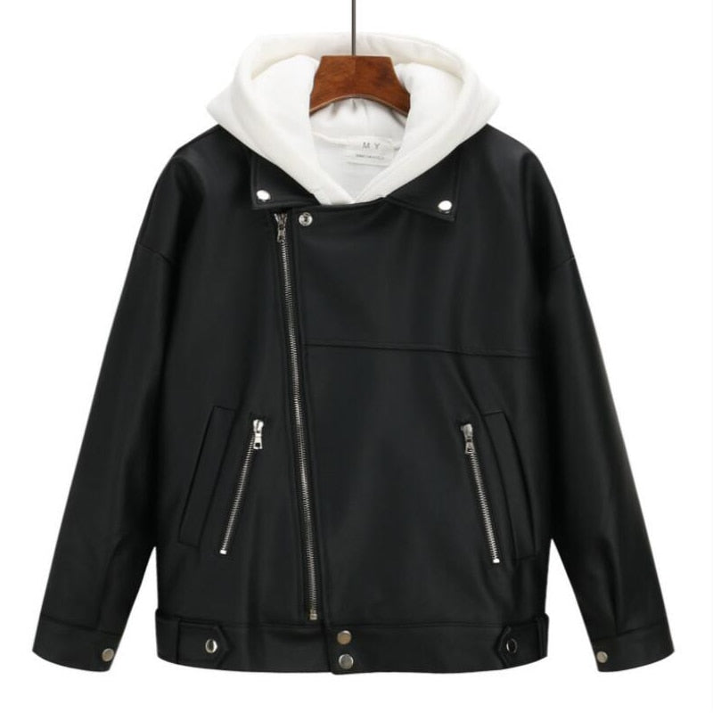 Veste simili cuir noir oversize style perfecto – photo 3 – Frippin'Dealz