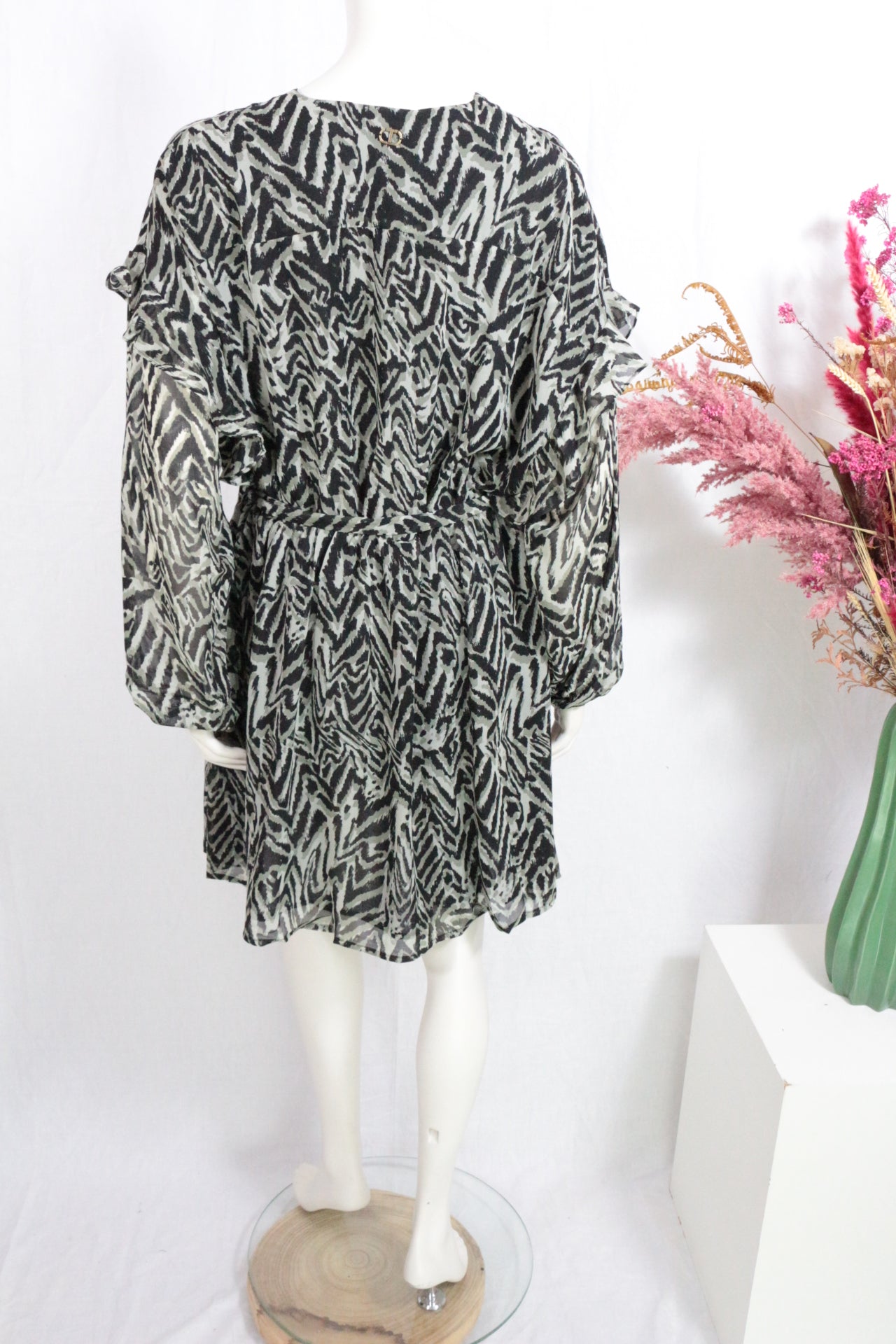 Twinset Robe courte Polyester Kaki, Noir XL  Neuf 4