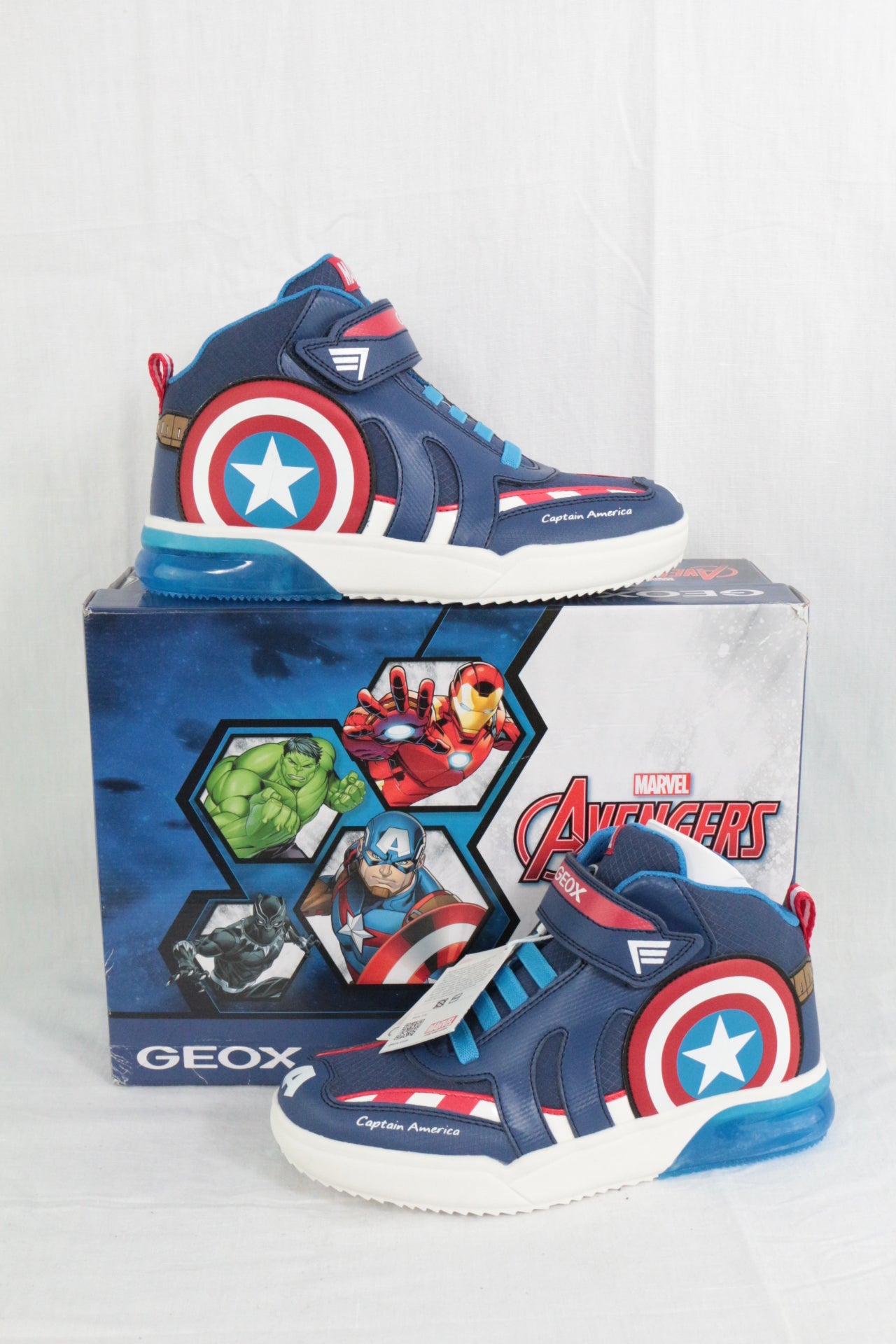 Geox – Sneakers alte J grayjay boy - marvel avengers - captain america – Ecopelle – Blu, rosso 8