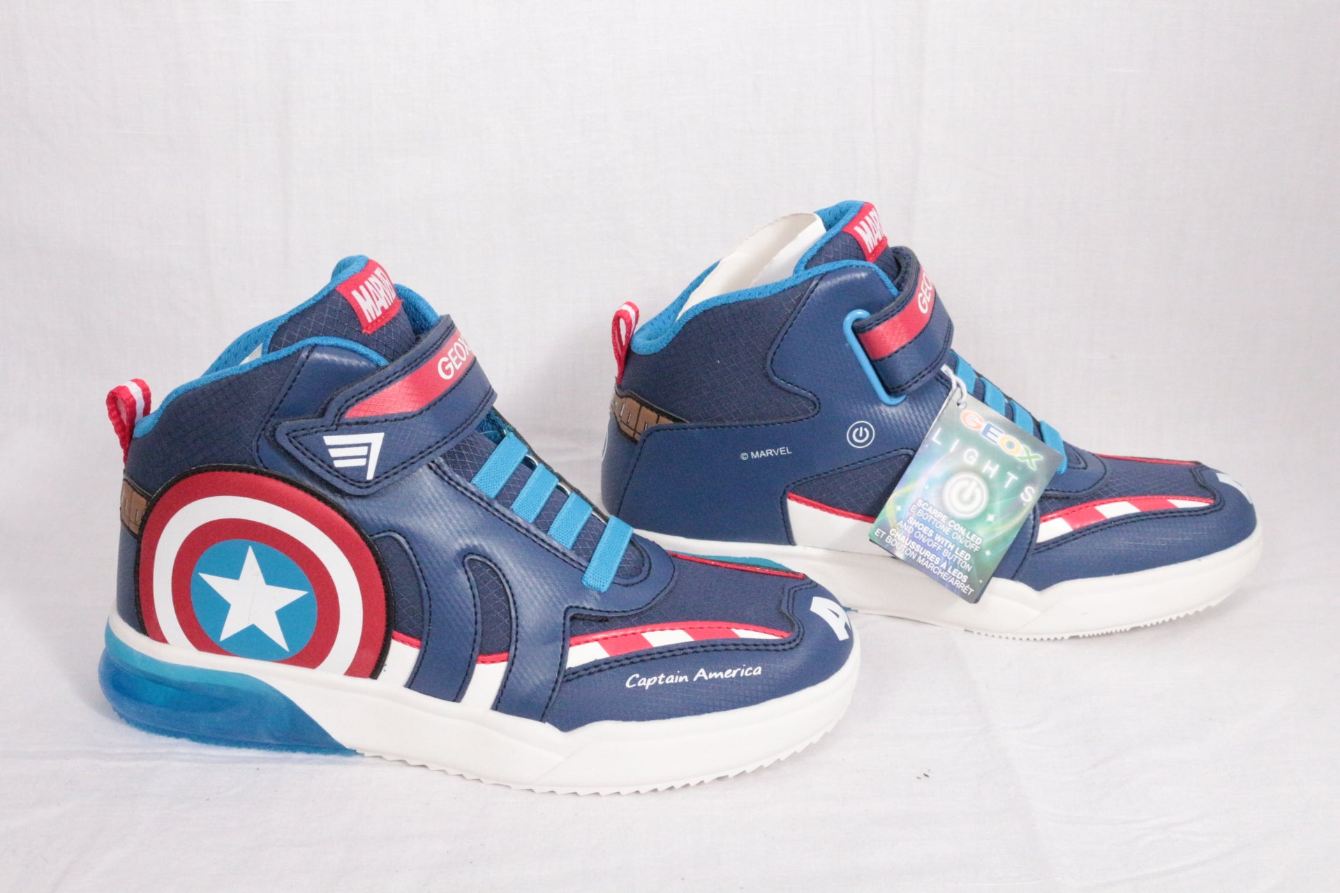 Geox – Sneakers alte J grayjay boy - marvel avengers - captain america – Ecopelle – Blu, rosso 12