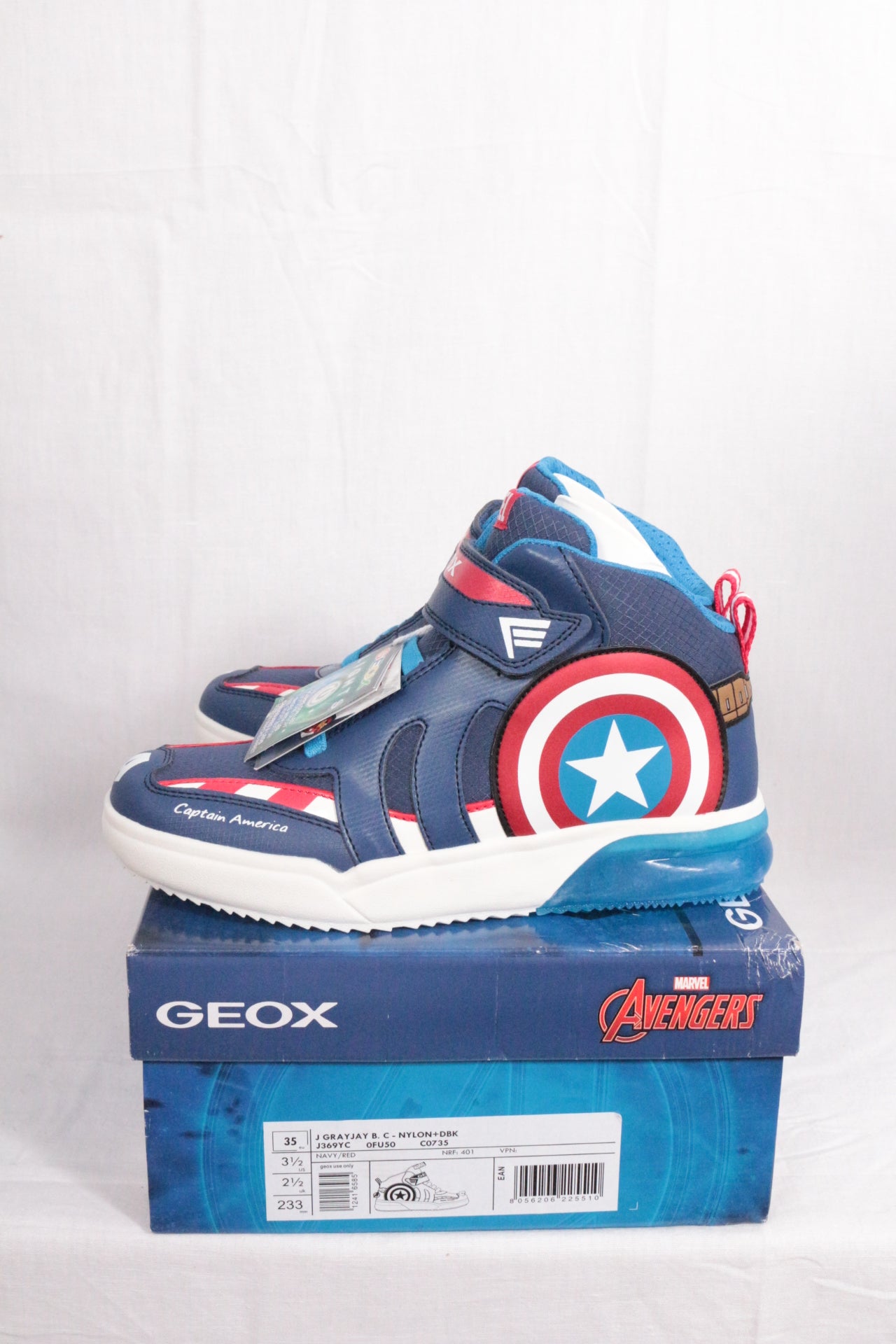 Geox – Sneakers alte J grayjay boy - marvel avengers - captain america – Ecopelle – Blu, rosso 9