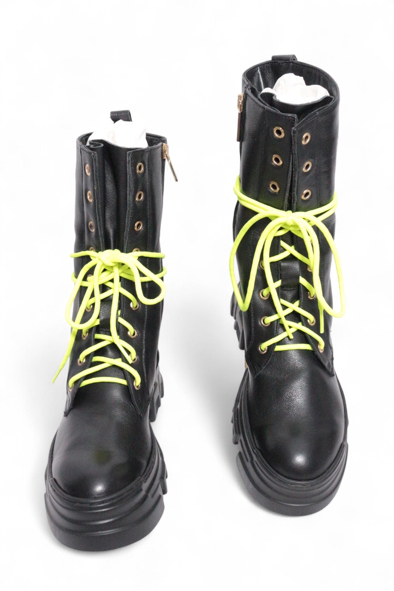 Pollini Bottines à lacets Cuir Noir, Vert  38 Neuf 10