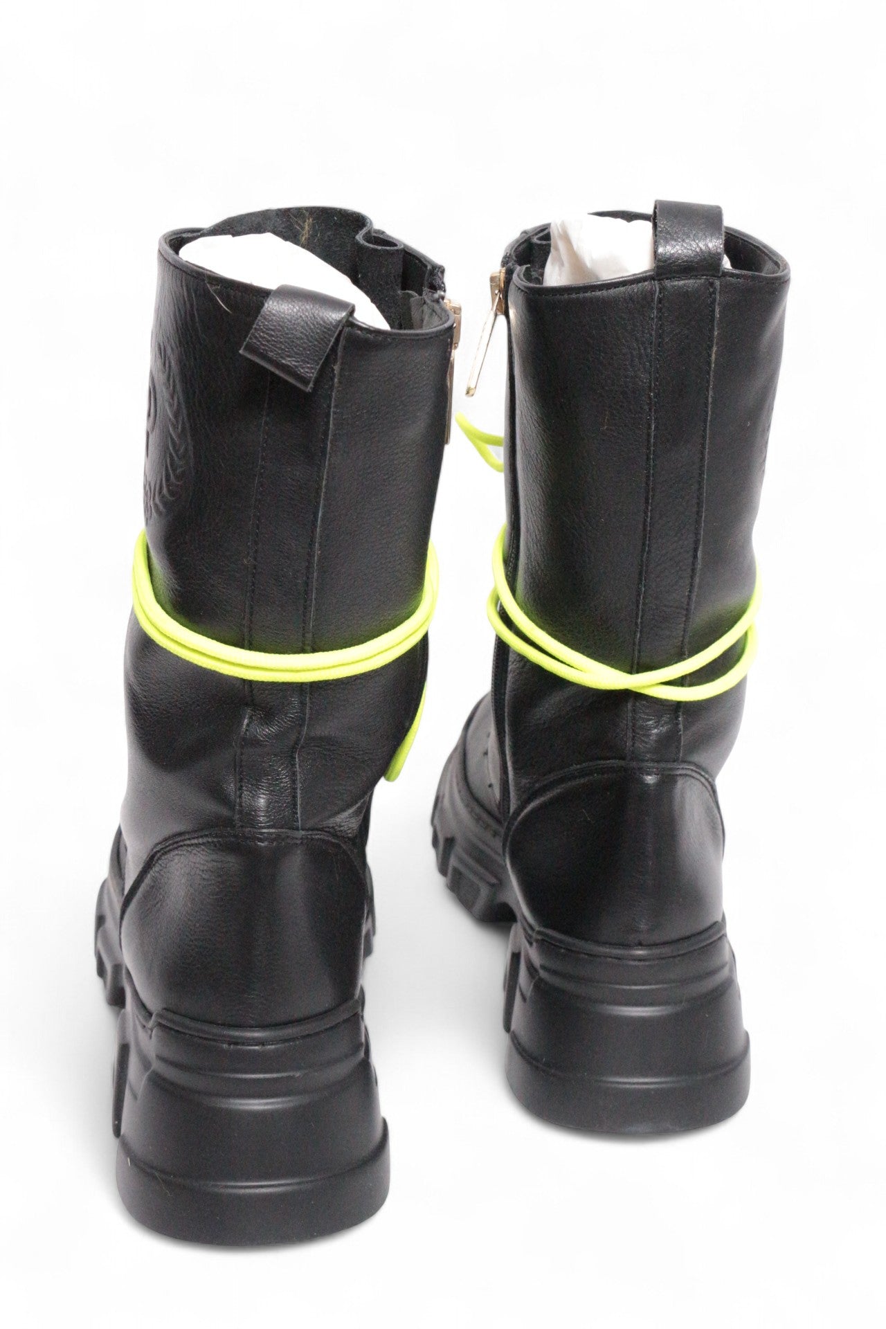 Pollini Bottines à lacets Cuir Noir, Vert  38 Neuf 8