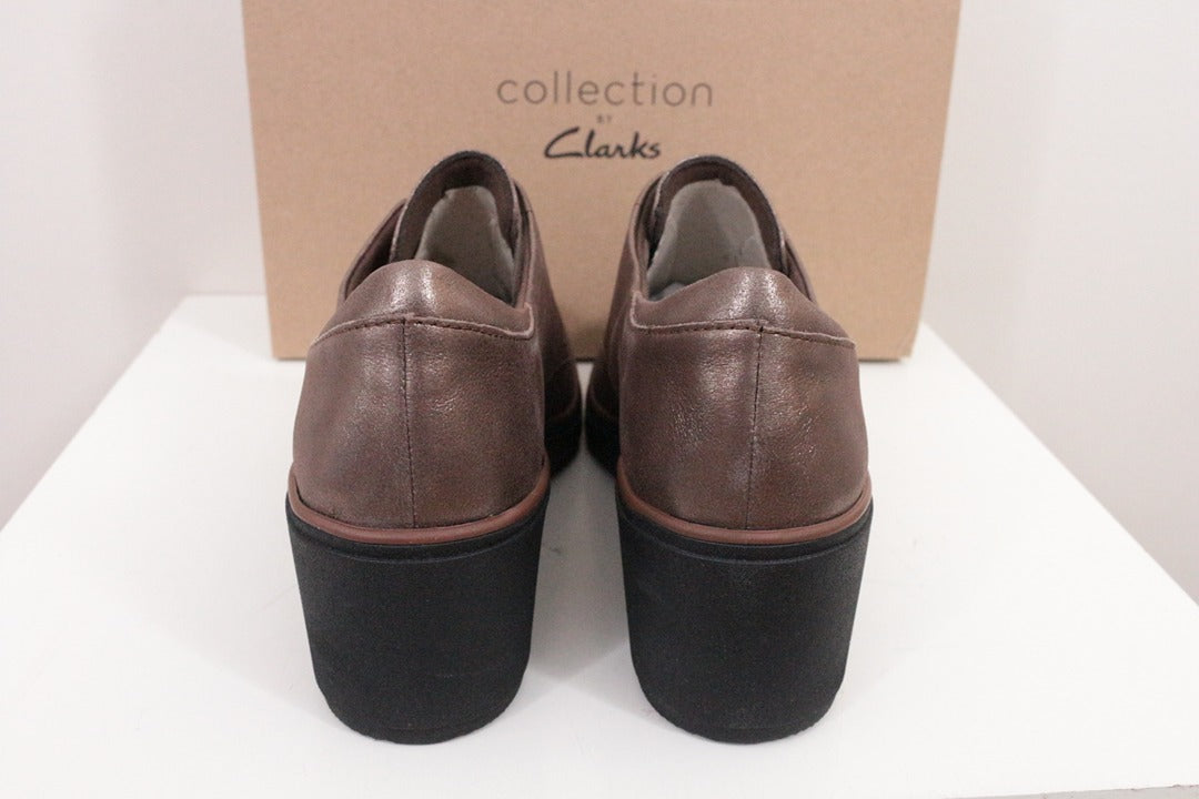 Clarks Bottines compensées en cuir métallisé marron 39.5 6