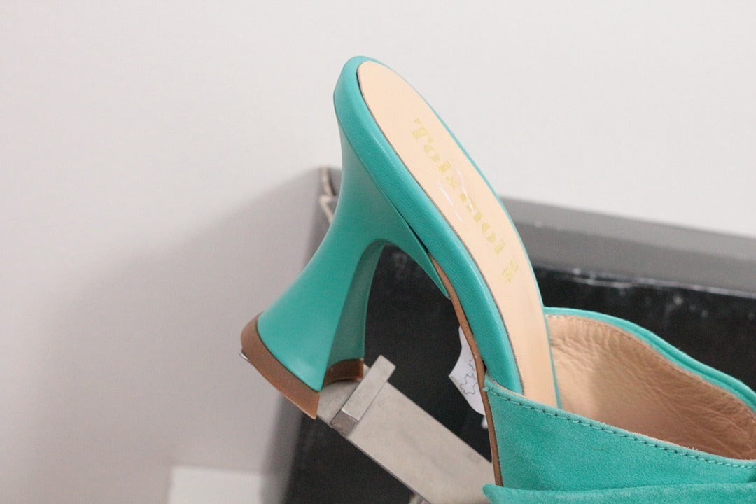 Mules à talon Toi & moi en cuir daim turquoise taille 36 | Frippin'Dealz – photo 4