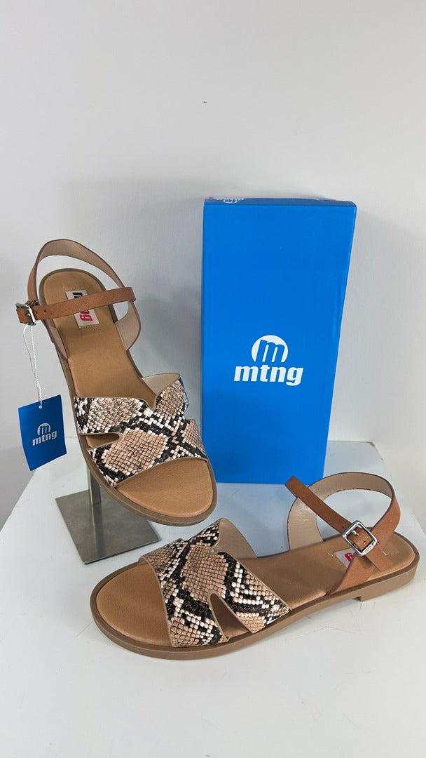 Sandales plates femme mtng effet serpent marron taille 40 7