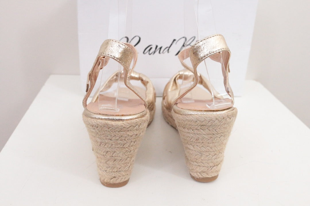 Sandales compensées espadrilles R and Be dorées métallisées T40 6