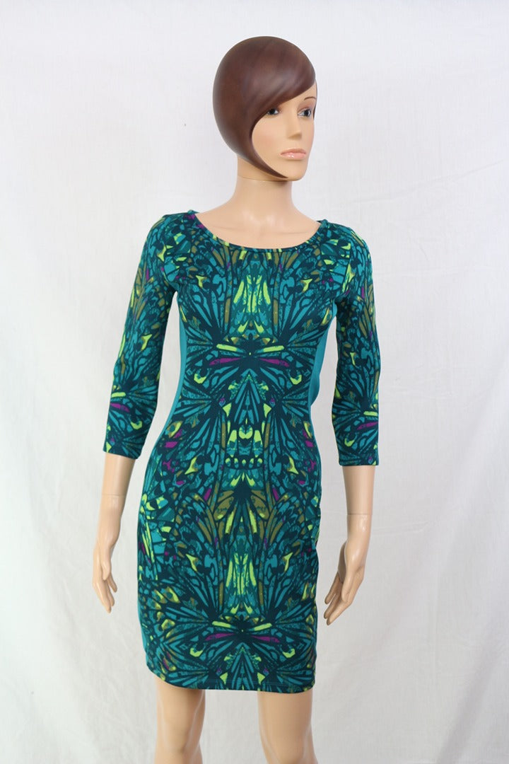 Robe courte M by Mosquitos moulante imprimé vert bleu 38 1