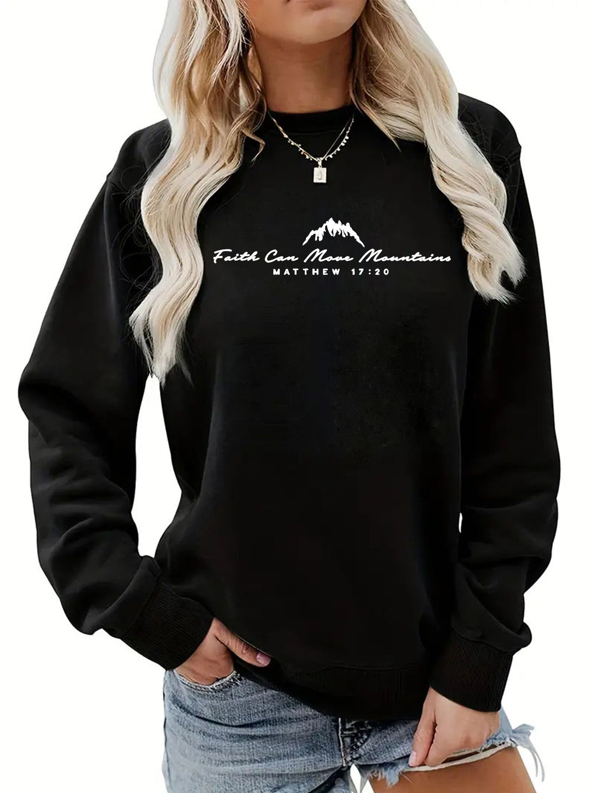 Sweat à col rond imprimé « Faith Can Move Mountains » 10