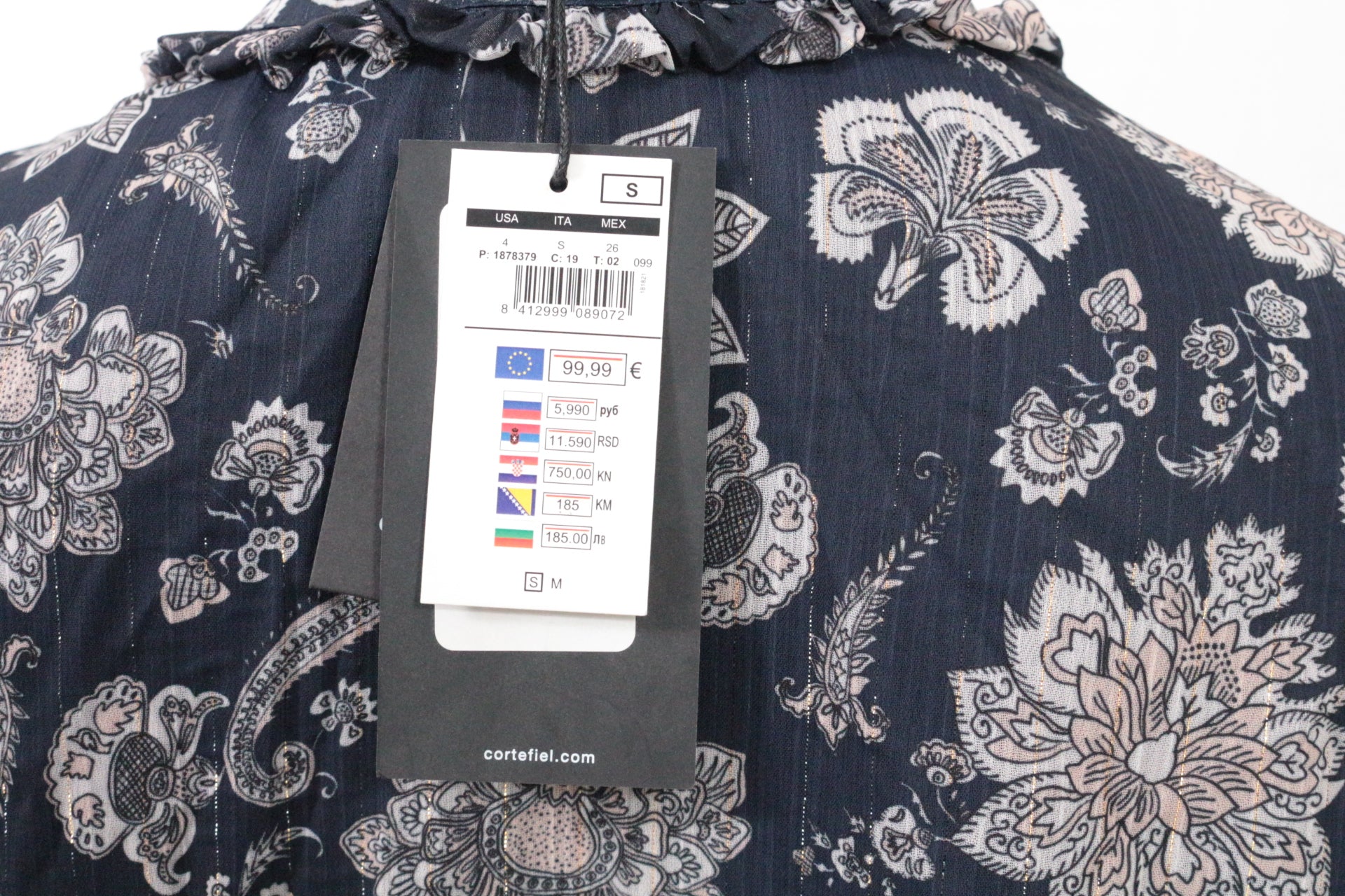 Robe longue Cortefiel bohème fleurie voile bleu marine T36/S NWT 7