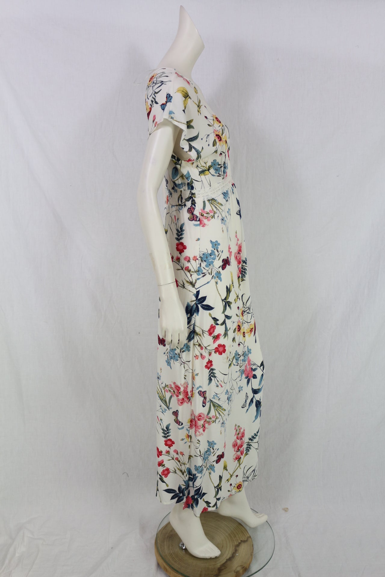 Robe longue Springfield fleurie écrue viscose femme taille 38 4