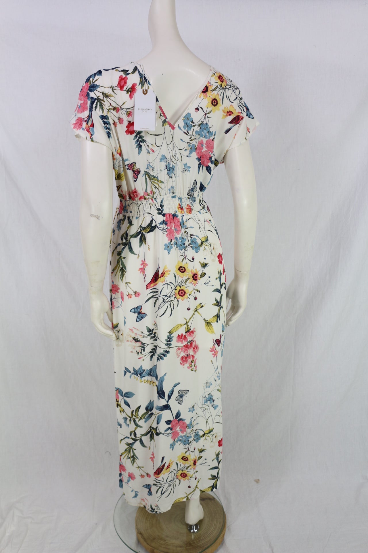 Robe longue Springfield fleurie écrue viscose femme taille 38 5