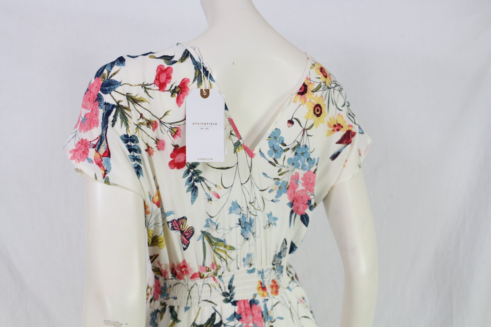 Robe longue Springfield fleurie écrue viscose femme taille 38 6
