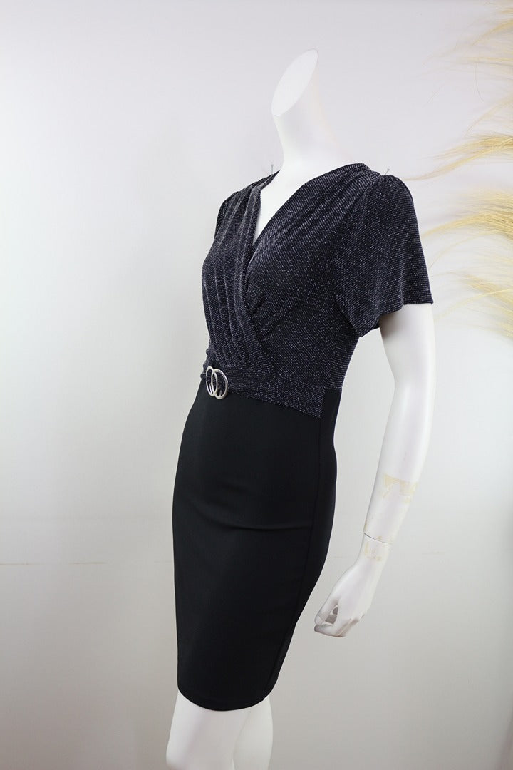 Robe portefeuille Camille de Paris noir pailleté chic M 5