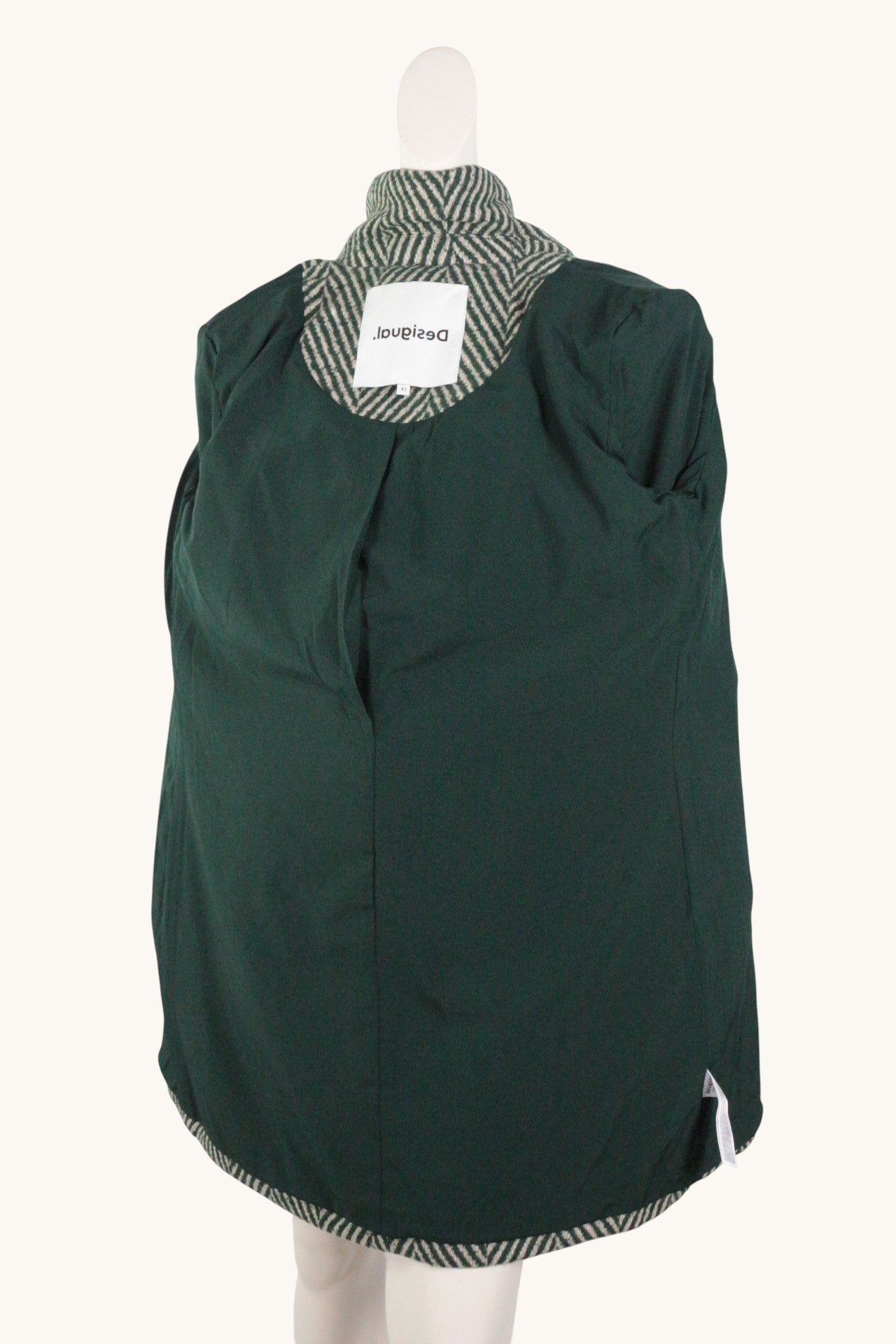 Desigual Manteau mi-long Laine, Polyester Vert, Beige   Neuf 9