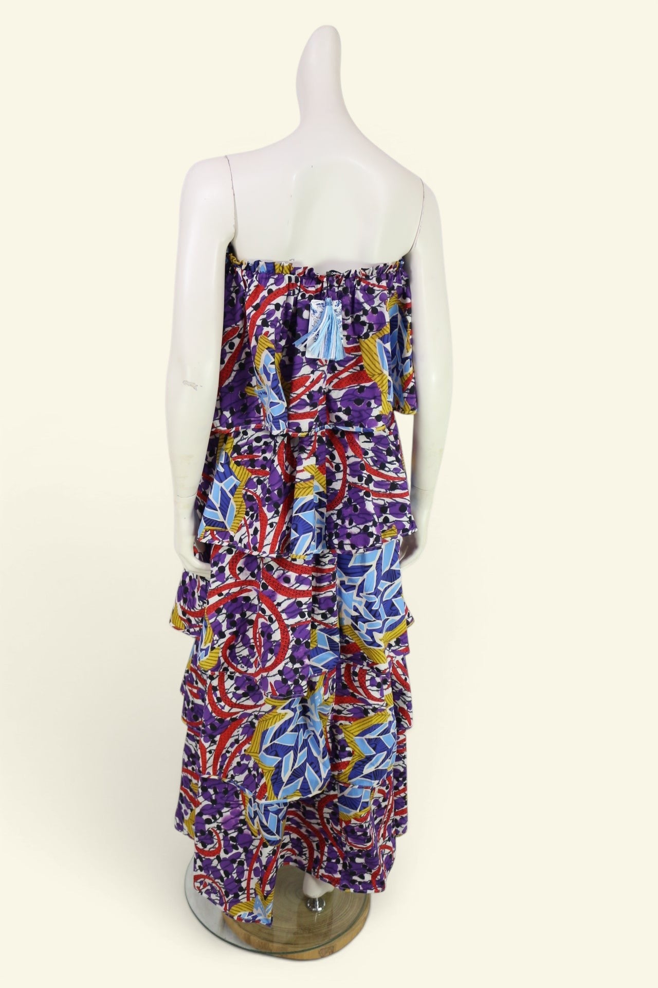 Robe longue Desigual x Stella Jean imprimé graphique volanté femme 5