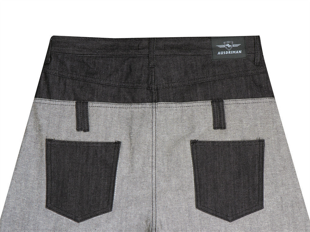 Jean sabre pour homme, ceinture à empiècements, broderie cursive et poches contrastées 18