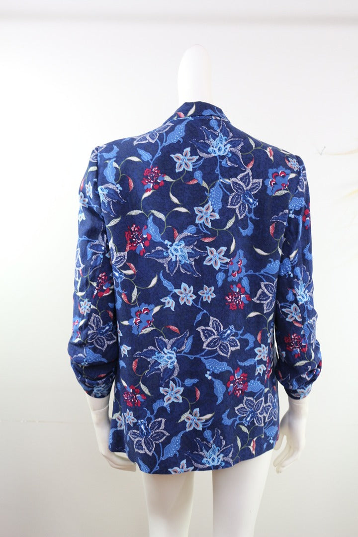 Blazer Promod bleu motif floral chic vintage 42 Fr 42 5