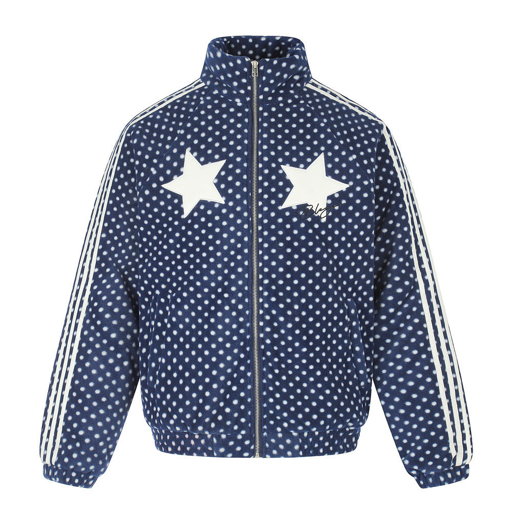 Veste homme à col montant, imprimé pois intégral, coton épais