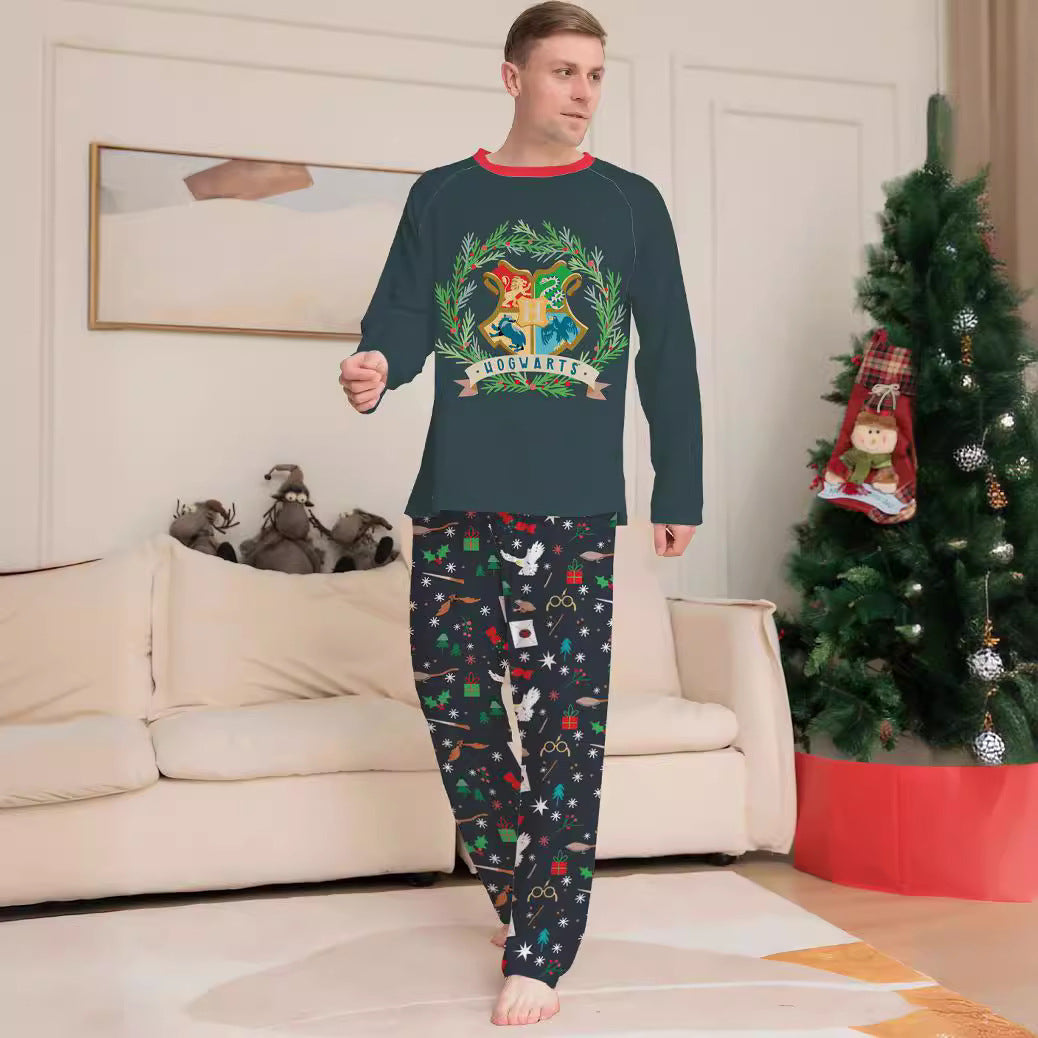 Pyjama de Noël assorti famille, col rond, imprimé dessins animés et carreaux, adultes, enfants, bébés et chiens 5