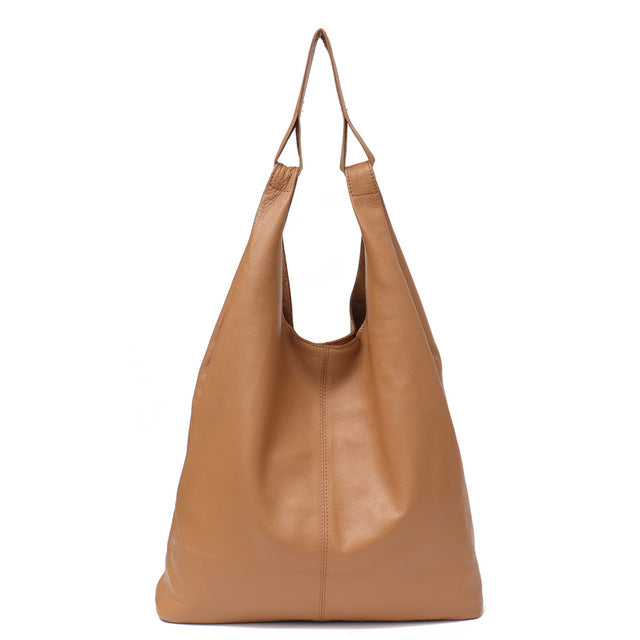 Grand sac porté épaule en cuir de vache souple pour femme, style seau vintage 10