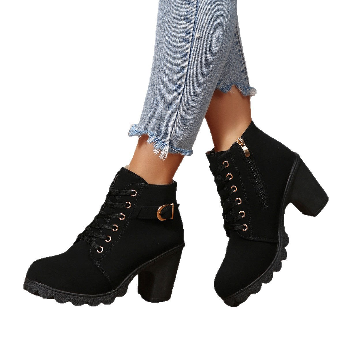 Bottines à lacets talon épais – photo 5 – Frippin'Dealz