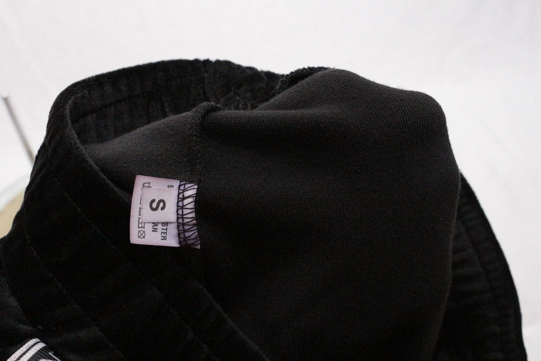 Pantalon de jogging femme noir velours bandes rayées S Y2k vintage 6