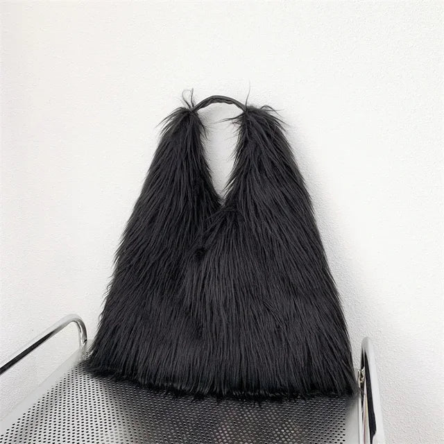 Grand sac porté épaule fausse fourrure moelleux 12 couleurs 8