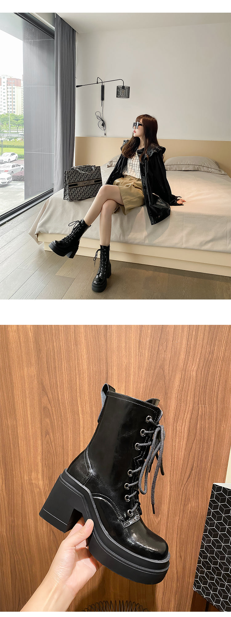 Bottines plateforme talon épais cuir femme – photo 12 – Frippin'Dealz