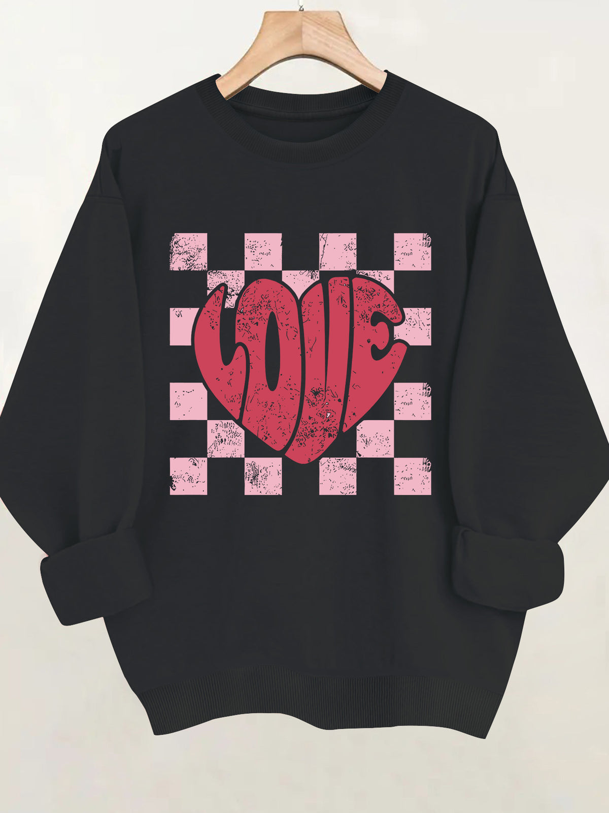 Sweat-shirt col rond épais, manches lanternes, imprimé graphique, coupe ample, pour femme, 4 coloris 7