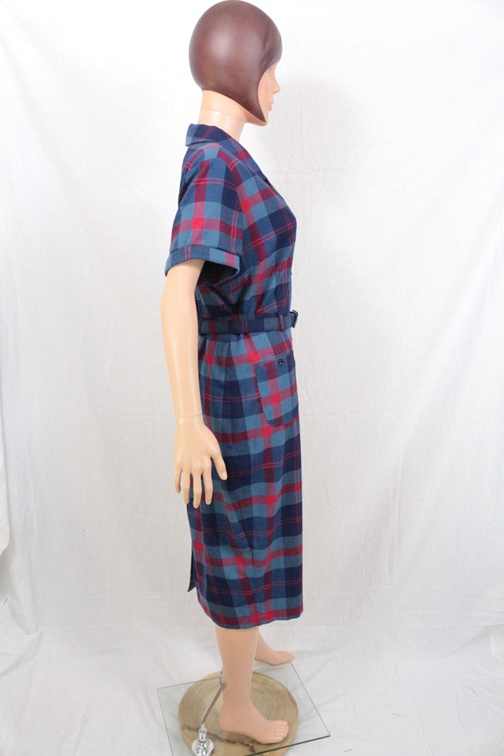 Robe chemise vintage Collectif carreaux bleu rouge Xxl 2xl 6