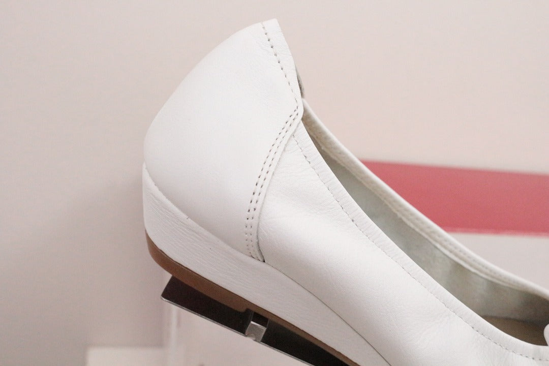 Sabrinas Ballerines Compensées Cuir Blanc 35 Très Bon État Confort 3