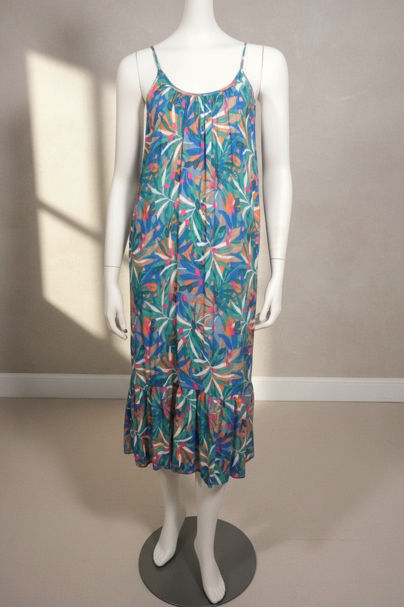 Etam Robe longue Viscose Bleu, Multicolore S  Neuf