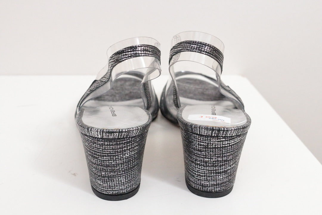 Sandales Brenda Zaro argenté noir transparent talons 37 9