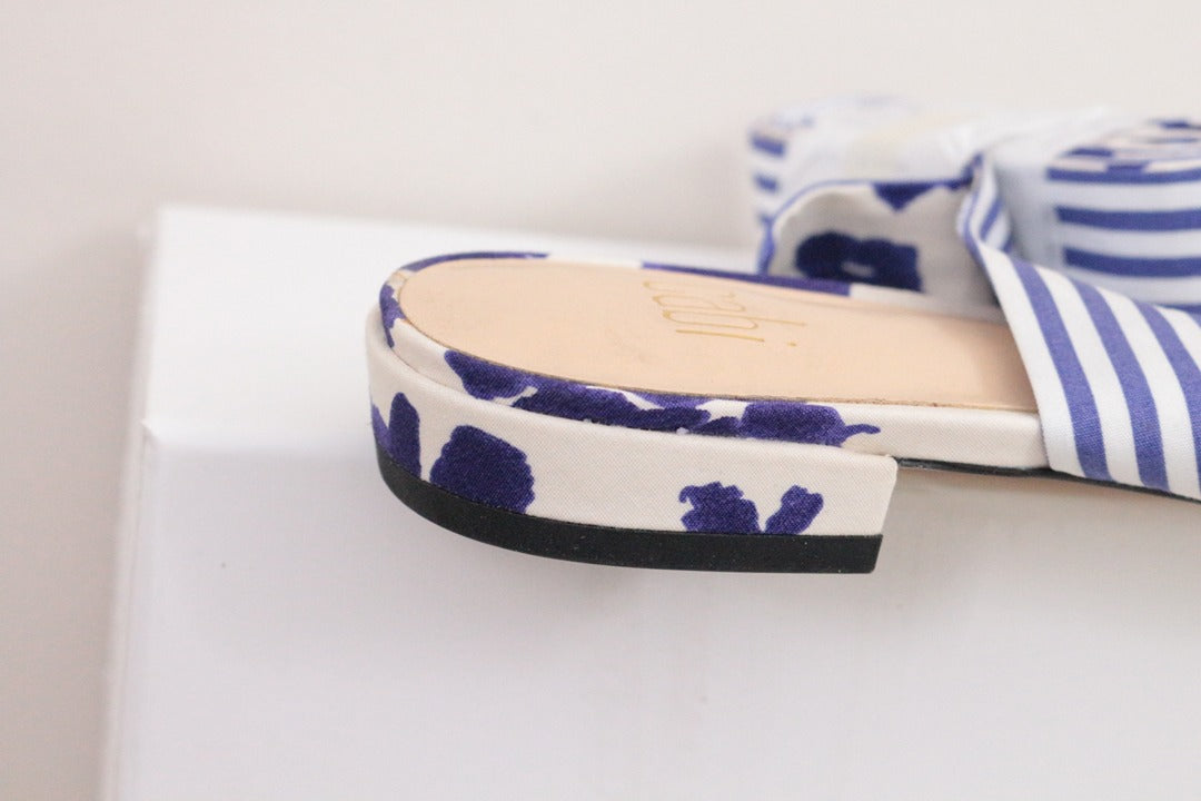 Sandales plates Cabi en coton à rayures bleu et blanc taille 39 5