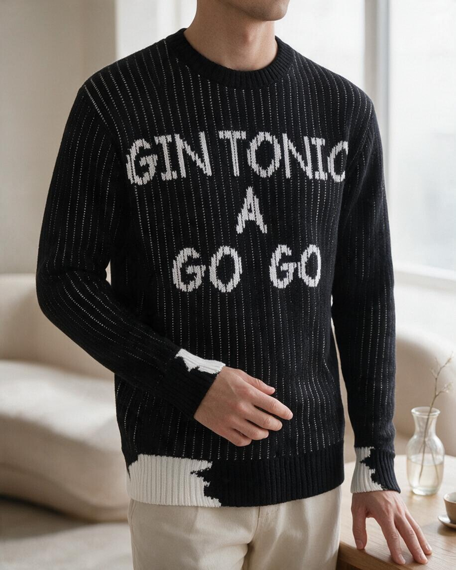 Millions Man Pull homme noir message Gin Tonic A Go Go XL
