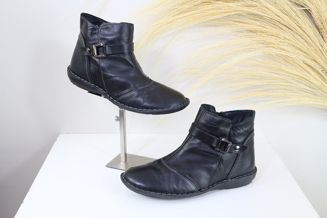Boots femme noir cuir boucles taille 38 style casual chic