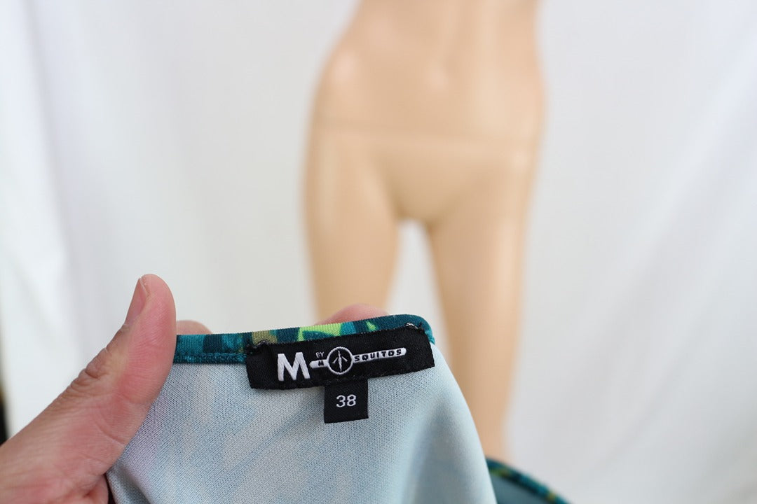 Robe courte M by Mosquitos moulante imprimé vert bleu 38 4