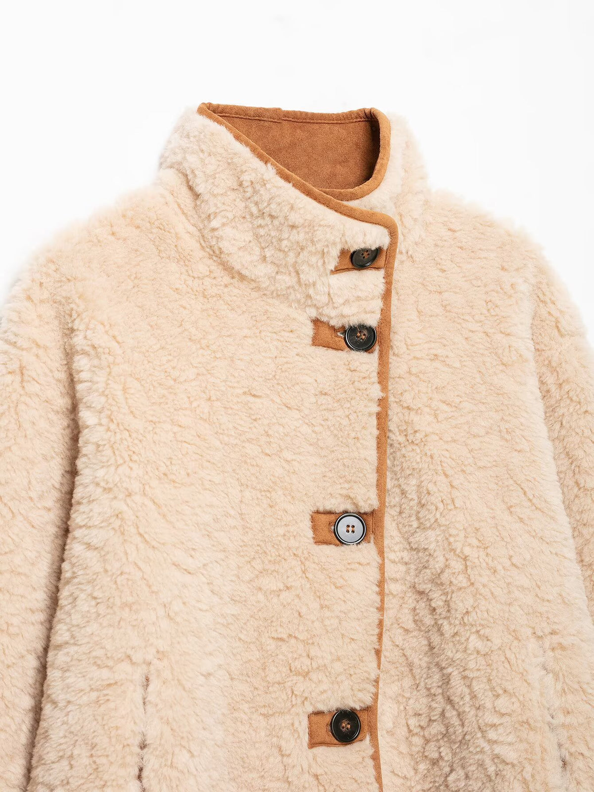 Veste ample col montant polaire double face femme marron – photo 12 – Frippin'Dealz
